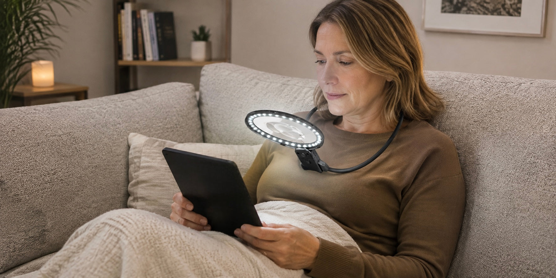 Hands-Free Reading Magnifier with 5X and 15X Magnification