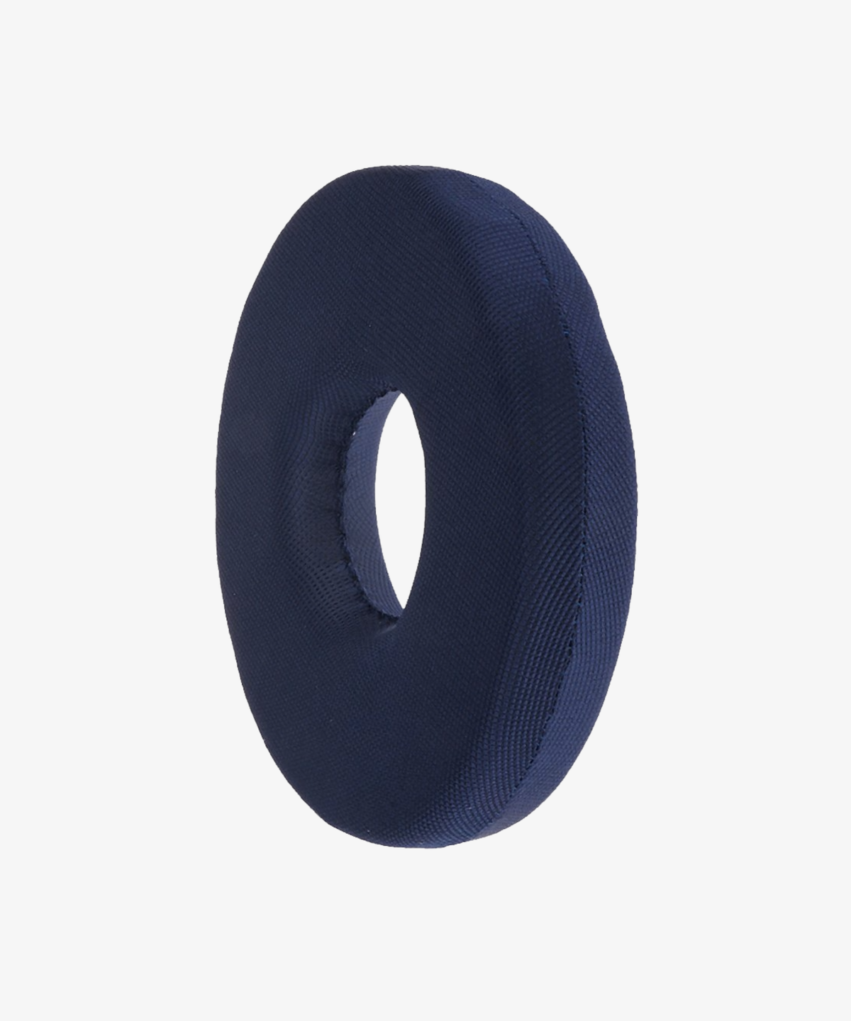 donut pillow for coccyx pain standing upright to show its thickness and ring hole